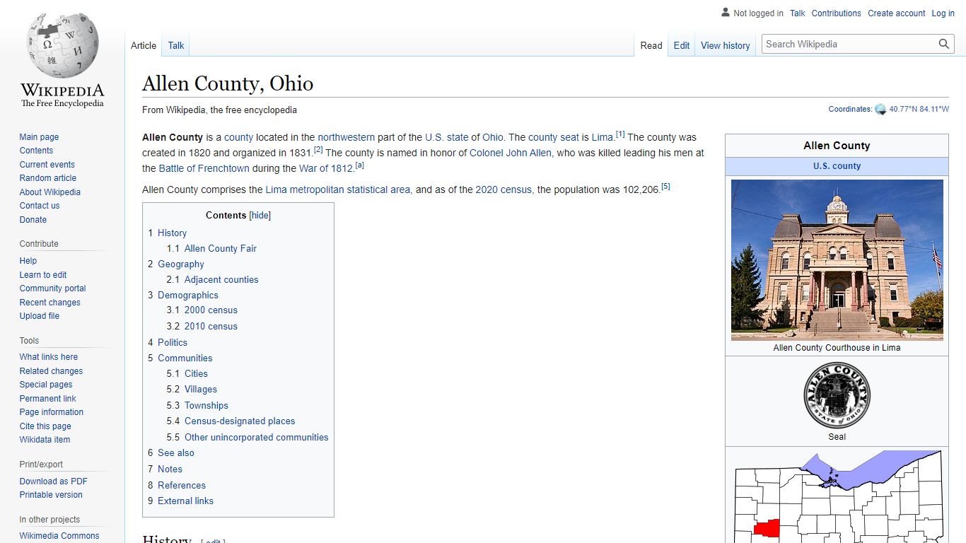 Allen County, Ohio - Wikipedia